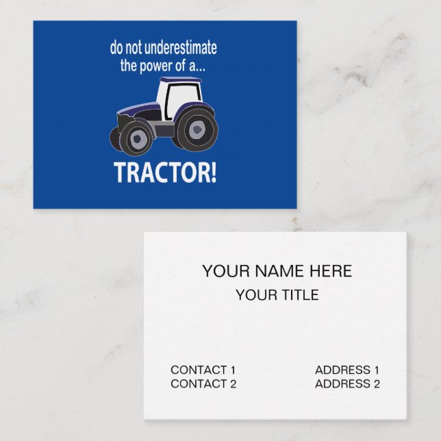 Carte De Visite Tractor Power Tracteur (Devant / Derrière)