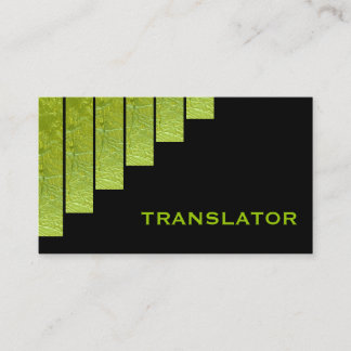 Carte De Visite Traducteur de bandes verticales modernes vert, noi