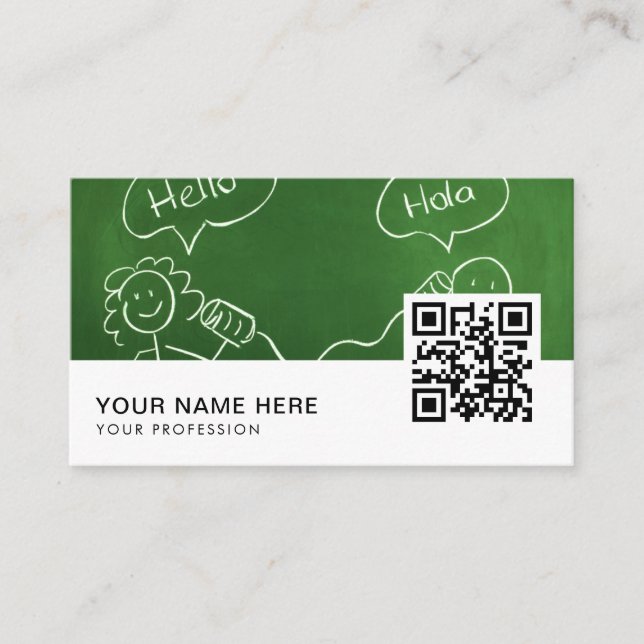 Carte De Visite Traducteur espagnol anglais QR Code (Devant)