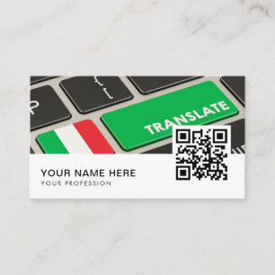 Carte De Visite Traducteur italien en anglais QR Code Business Car
