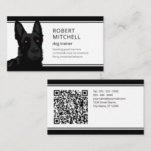 Carte De Visite Trainer de chien Berger noir allemand Code QR