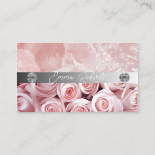 Carte De Visite Trait de pinceau chic or rose faux sur rose neutre