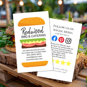 Carte De Visite traiteur BBQ burger rôtisserie de porc événements