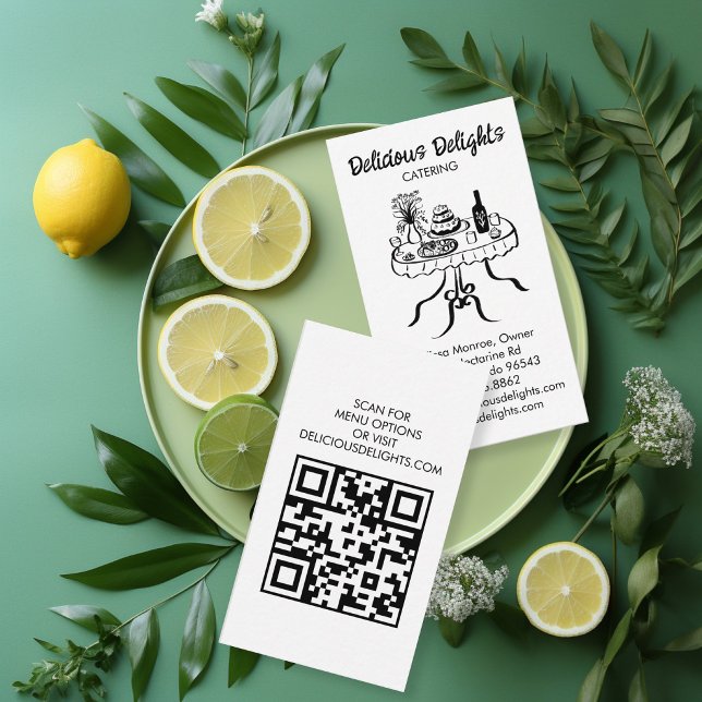 Carte De Visite Traiteur Chef Organisation d'événements Préparatio (Catering Chef Event Planning Food Prep CUSTOM QR Business Card
)