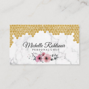 Carte De Visite Traiteur Cuisinier Personnel Restaurant Drip Gold 