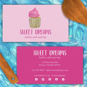 Carte De Visite Traiteur Cupcake Sucré Boulangerie Charmant Rose S