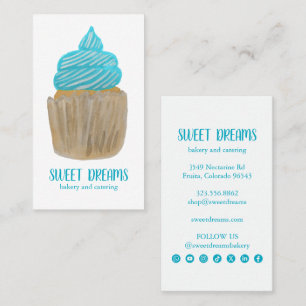 Carte De Visite Traiteur Cupcake Sucré Boulangerie Icônes Sociales