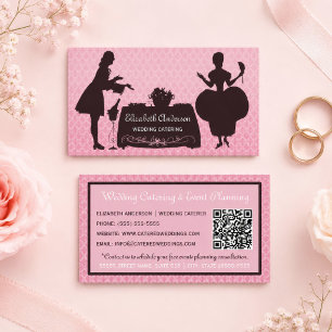 Carte De Visite Traiteur de mariage rose silhouette