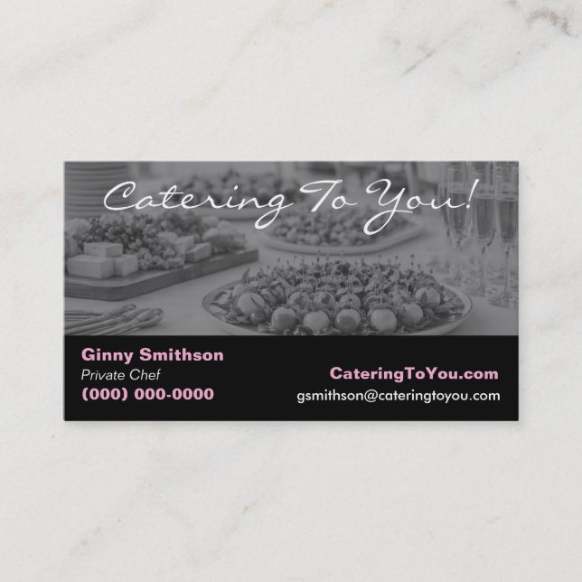 Carte De Visite Traiteur Élégant | Service de Traiteur & Chef Priv (Devant)