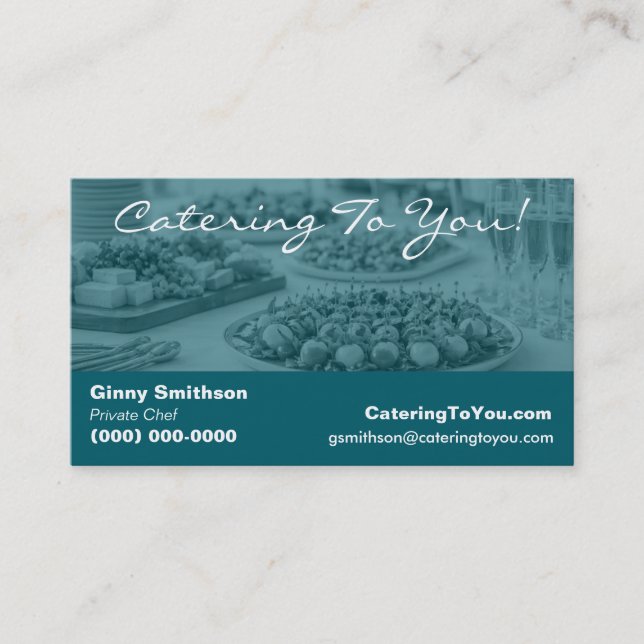 Carte De Visite Traiteur Élégant | Service de Traiteur & Chef Priv (Devant)