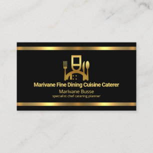 Carte De Visite Traiteur minimaliste simple Faux Gold Lines