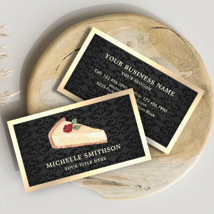 Carte De Visite Tranche de cheesecake Black Gold Pâtissier Boulang