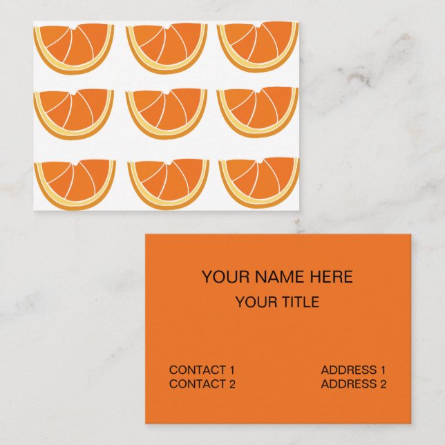 Carte De Visite Tranche de Fruit Orange  (Devant / Derrière)