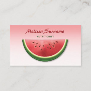 Carte De Visite Tranche de pastèque rose diététiste nutritionniste