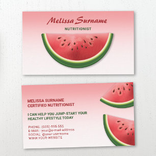 Carte De Visite Tranche de pastèque rose diététiste nutritionniste