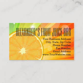 Carte De Visite Tranche d'orange Fruit Citrus Santé Jus Smoothie