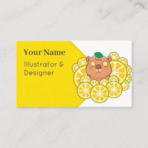 Carte De Visite Tranches de citron frais Capybara