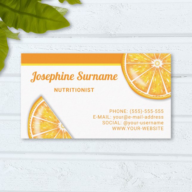 Carte De Visite Tranches de fruits d'agrumes orange diététiste nut (Créateur téléchargé)