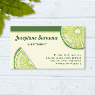 Carte De Visite Tranches de fruits de citron vert nutritionniste