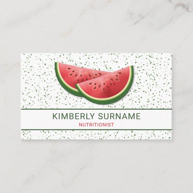 Carte De Visite Tranches de pastèque Nutritionniste Diététiste (Devant)
