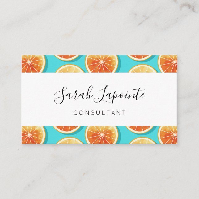 Carte De Visite Tranches orange sur bleu (Devant)