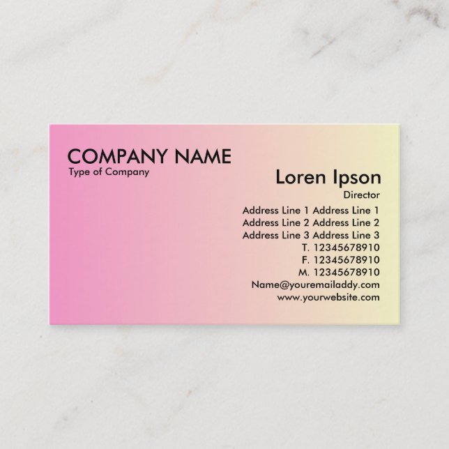 Carte De Visite Transition - rose à jaune pâle (Devant)