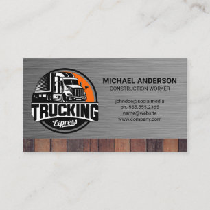 Carte De Visite Transport de camion de travail   Acier   Bois
