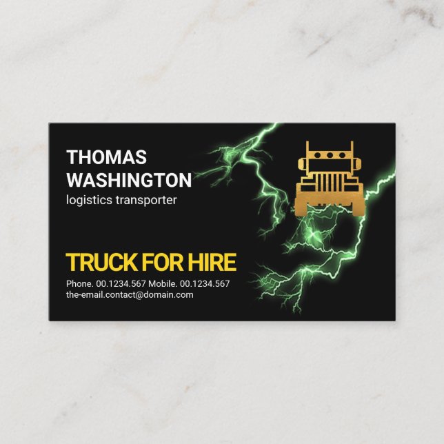 Carte De Visite Transport de camions-camions Green Electric Lightn (Devant)