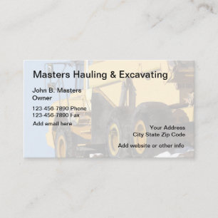 Carte De Visite Transport de construction et excavation