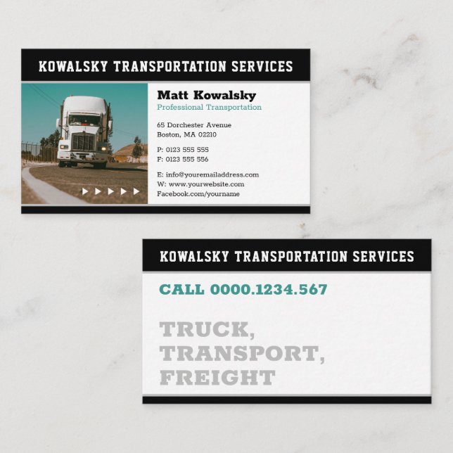 Carte De Visite Transport et logistique | Camion (Devant / Derrière)