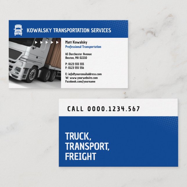 Carte De Visite Transport et logistique | Camion (Devant / Derrière)