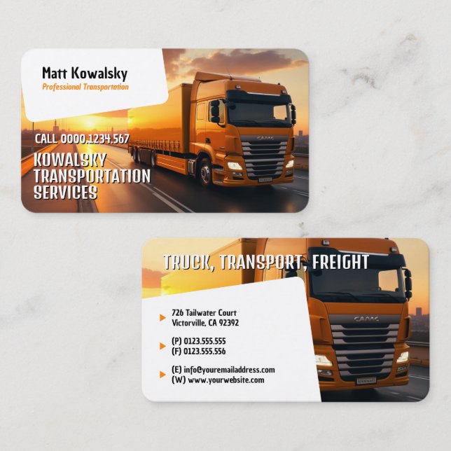 Carte De Visite Transport et logistique | Camion (Devant / Derrière)