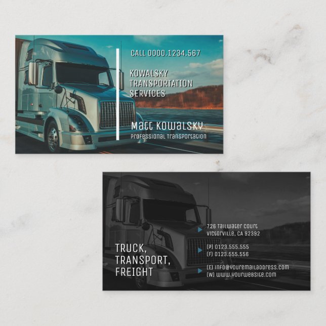 Carte De Visite Transport et logistique | Camion (Devant / Derrière)