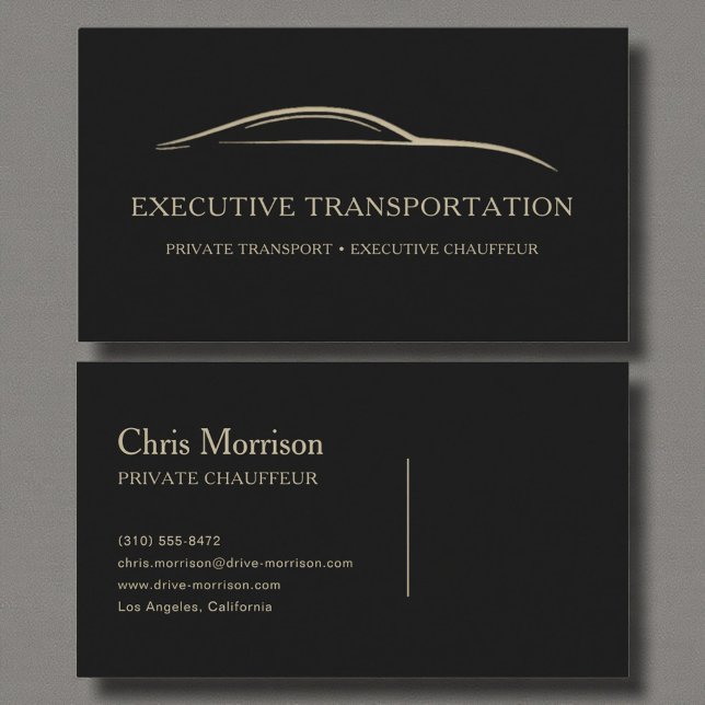 Carte De Visite Transport Exécutif Moderne Noir & Or (Créateur téléchargé)