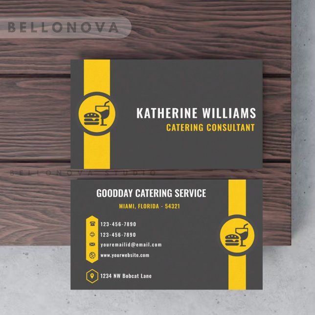Carte De Visite Transport personnalisé gris foncé noir jaune (Custom Dark Grey Black Yellow Transportation Business Card)