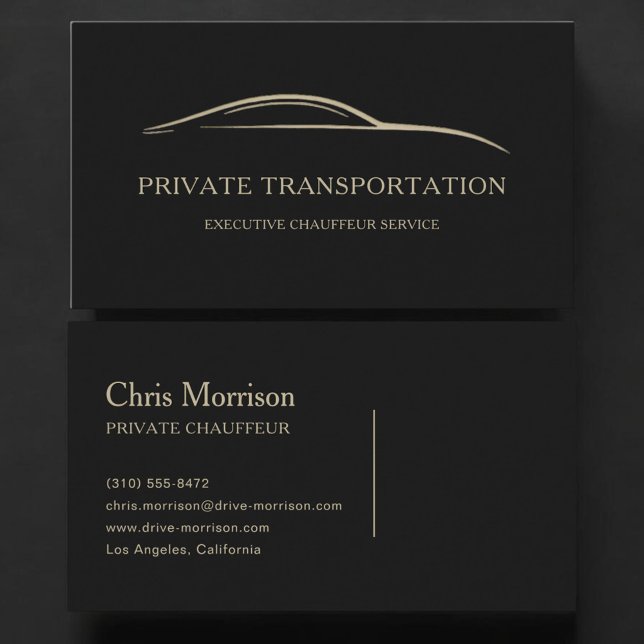 Carte De Visite Transport Privé Noir & Or (Créateur téléchargé)