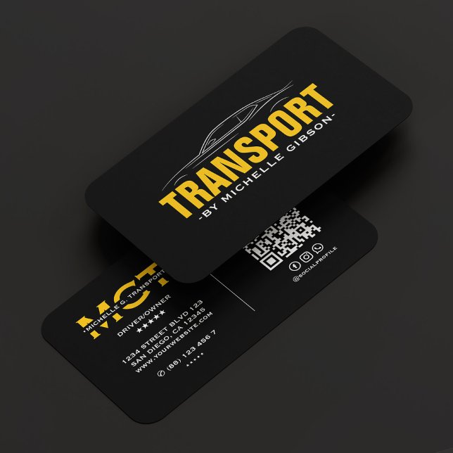 Carte De Visite Transport professionnel minimal Taxi jaune noir (Minimal Professional Transport Yellow Taxi Black Business Card
)