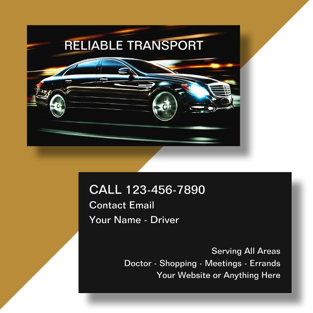 Carte De Visite Transportation de Classy Taxi ou chauffeur Uber (Créateur téléchargé)
