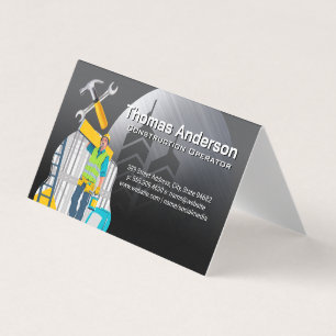 Carte De Visite Travailleur Collier Bleu Outils de construction