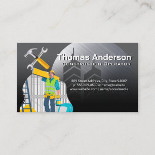 Carte De Visite Travailleur Collier Bleu Outils de construction