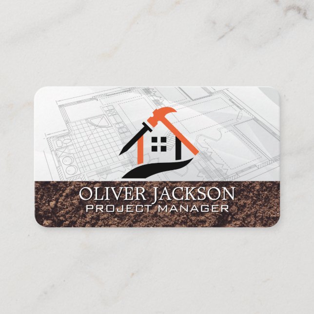 Carte De Visite Travailleur du bâtiment | Plans | Architecte (Devant)