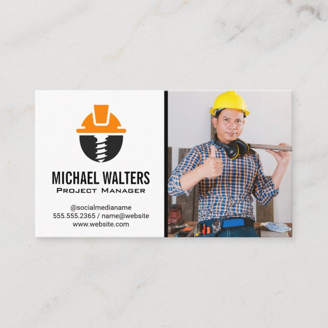 Carte De Visite Travailleur qualifié | Logo de construction (Devant)