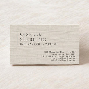 Carte De Visite Travailleur social clinique lin naturel