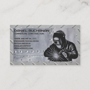 Carte De Visite Travailleur soudeur   Étincelles   Cadre en acier