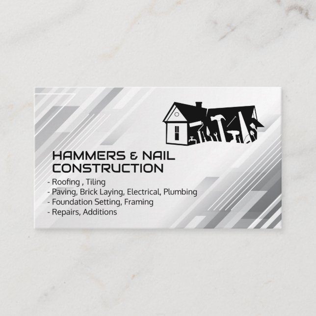 Carte De Visite Travailleurs cols bleus | Outils de constructeur | (Devant)