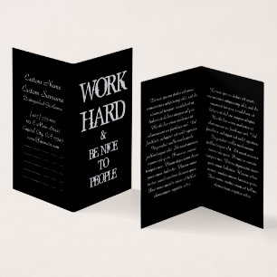 Carte De Visite Travaillez dur et soyez gentil avec la motivation