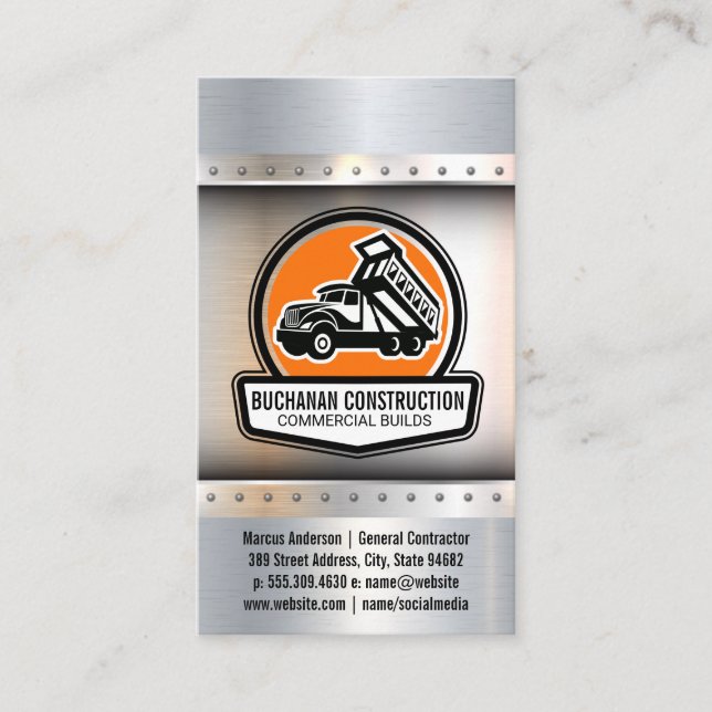 Carte De Visite Travaux de construction Camion de chargement des r (Devant)