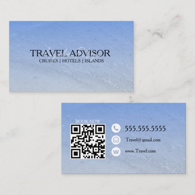 Carte De Visite Travel Advisor Consultant Agency Beach (Devant / Derrière)