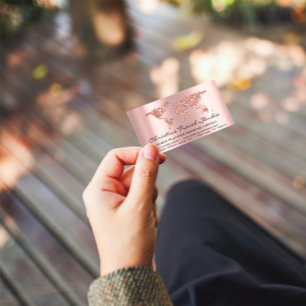 Carte De Visite Travel Blogger Agency Earth Globe Rose Parties sci