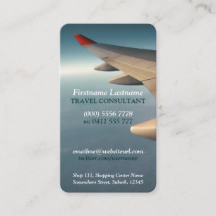 Carte De Visite Travel Consultant Plane Wing Business Card